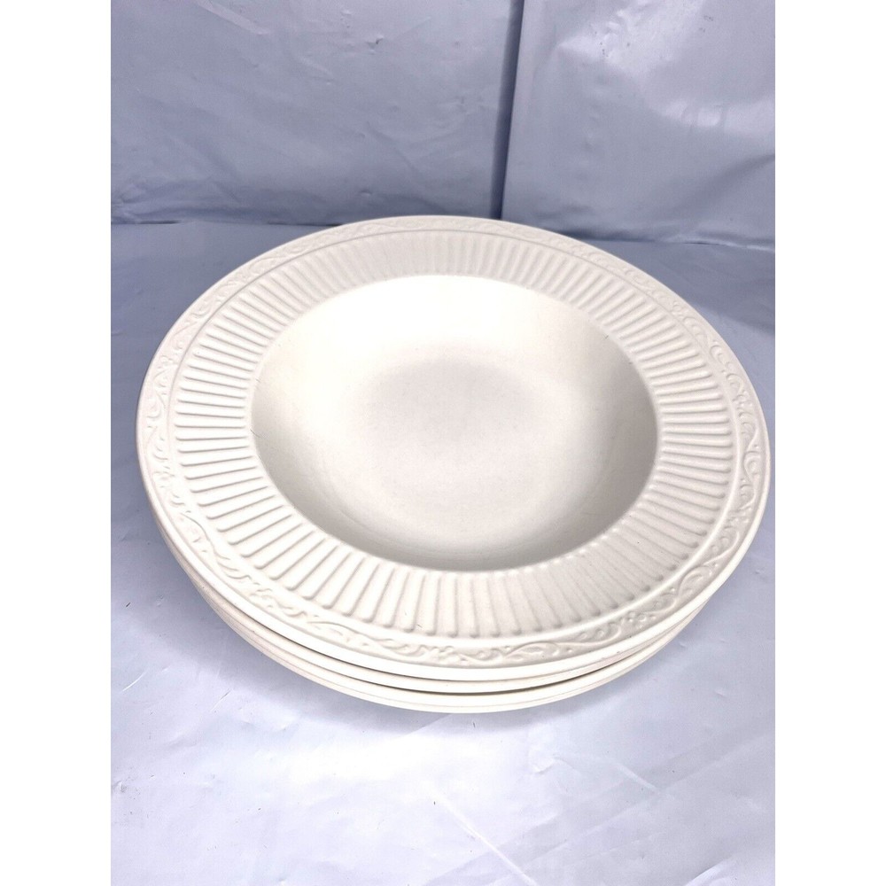 COPY - Mikasa Italian Countryside Large Rim Soup Bowl Set of 4 Elegant White DD…